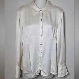 Vintage Bob Mackie 100% Silk Satin blouse with Rhinestone Buttons Sz 14